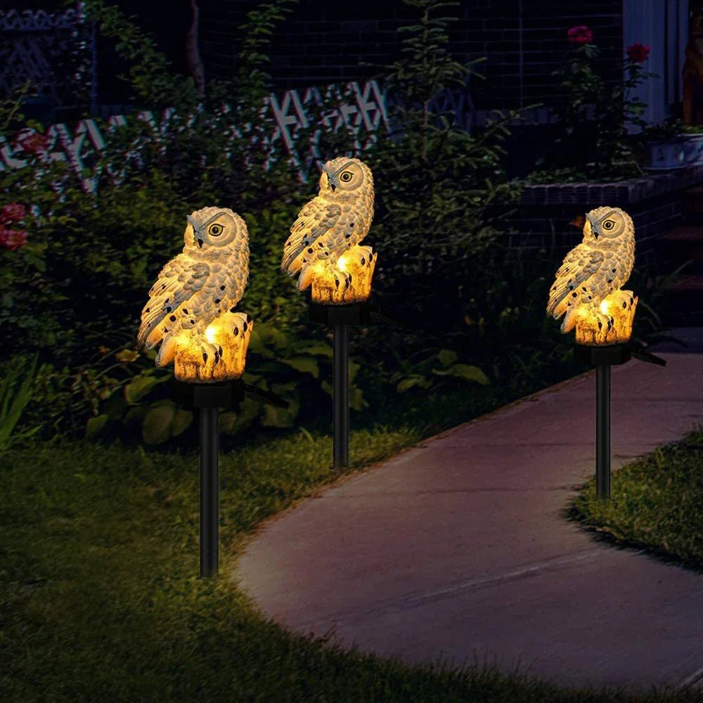 Lampe solaire - LEDGardenStick™ - Hibou Blanc - Lumière extérieur