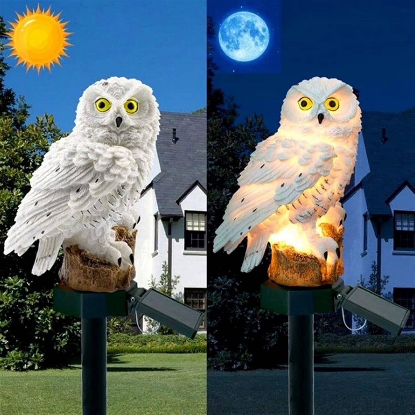 Lampe solaire - LEDGardenStick™ - Hibou Blanc - Lumière extérieur