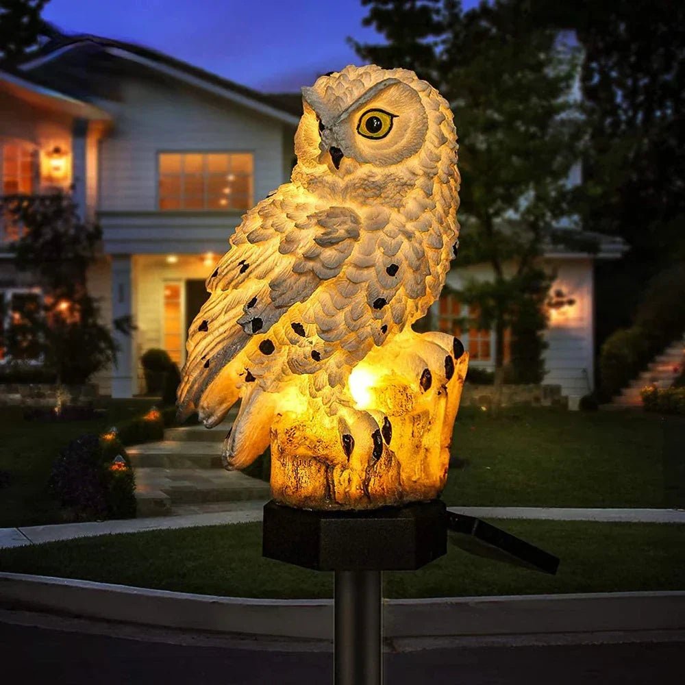 Lampe solaire - LEDGardenStick™ - Hibou Blanc - Lumière extérieur