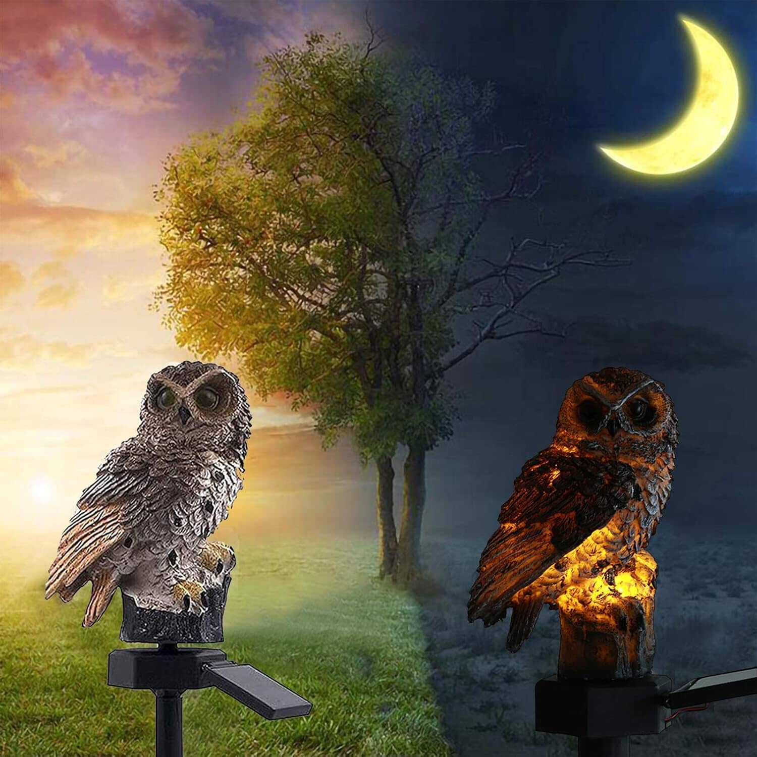 Lampe solaire - LEDGardenStick™ - Hibou Marron - Lumière extérieur